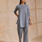 trueBrowns Steel Grey Ikat Print Cotton Gathers Co-Ord Set - Swadesiicart