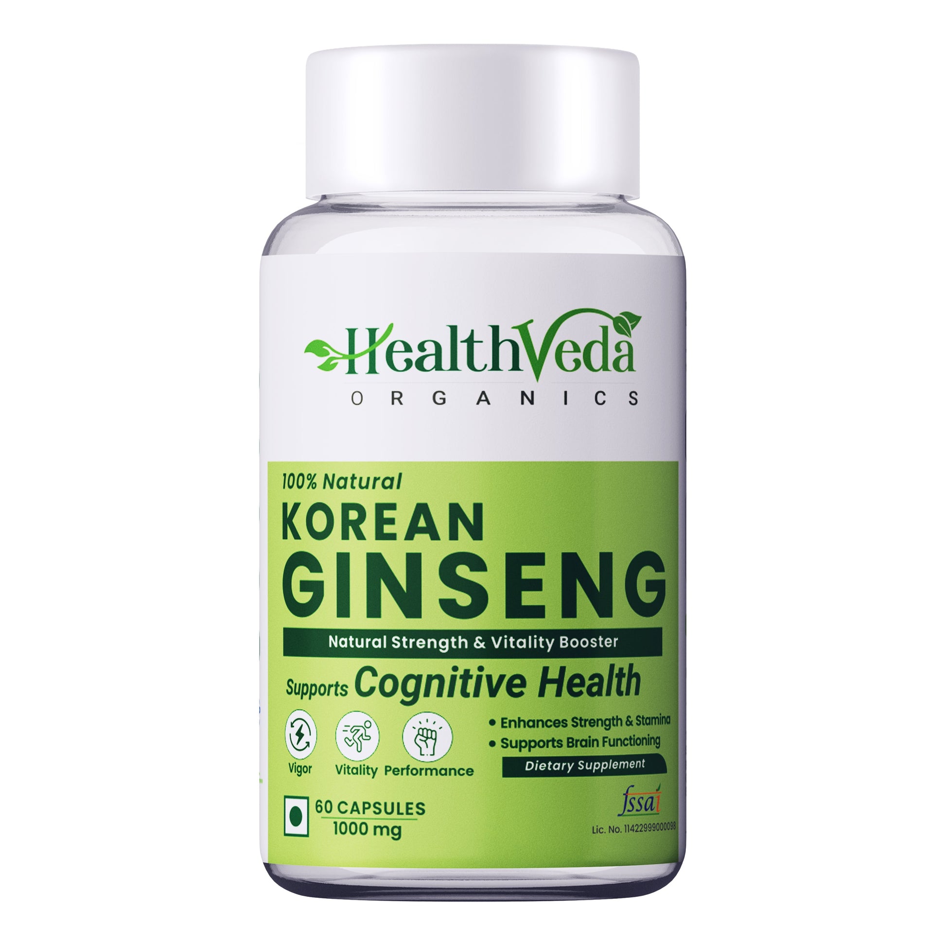 Health Veda Organics Plant Based Korean Red Ginseng Capsules - Swadesiicart
