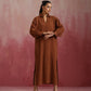 trueBrowns Brown Cotton Dobby Dress | Swadesiicart