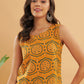 InWeave Haldi Yellow Mughal Kalamkari W/U Top - Swadesiicart