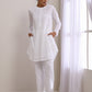 trueBrowns White Dobby Front Placket Co-Ord Set - Swadesiicart