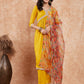InWeave Women's Mustard Alia Neck Style Gota Set W Organza Dupatta - Swadesiicart