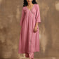 trueBrowns Light Mauve Bandhani Printed Silk Angrakha Kurta Pant Set | Swadesiicart