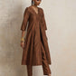 trueBrowns Brown Silk Slit Kurta Set | Swadesiicart
