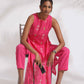 trueBrowns Pink Cotton Print Sleeveless Kurta Set | Swadesiicart