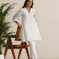 trueBrowns White Cotton Embroidered Co-ord Set - Swadesiicart