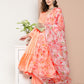 InWeave Women's Peach Tiered Anarkali Kurta Set - Swadesiicart