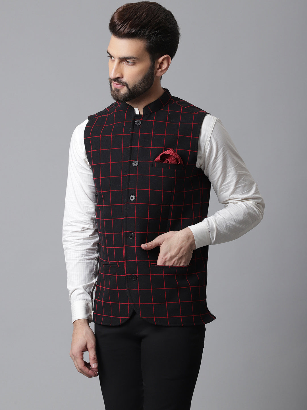 Even Apparels Men's Brown Nehru Jacket With Welt Pockets | Swadesiicart