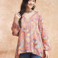 InWeave Women's Dove Grey Floral Digital Print Kaftan Boho Top - Swadesiicart