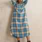 trueBrowns Beige Check Pleated Winter Dress | Swadesiicart