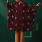 trueBrowns Wine Geometric Viscose Silk Kaftan Kurta Pant Set | Swadesiicart