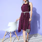 InWeave Women's Wine Pleated Dress - Swadesiicart