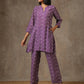 trueBrowns Purple White Lehariya Printed Silk Co-Ord Set - Swadesiicart