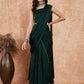 InWeave Women's Dark Green Black Gota Skirt Saree - Swadesiicart