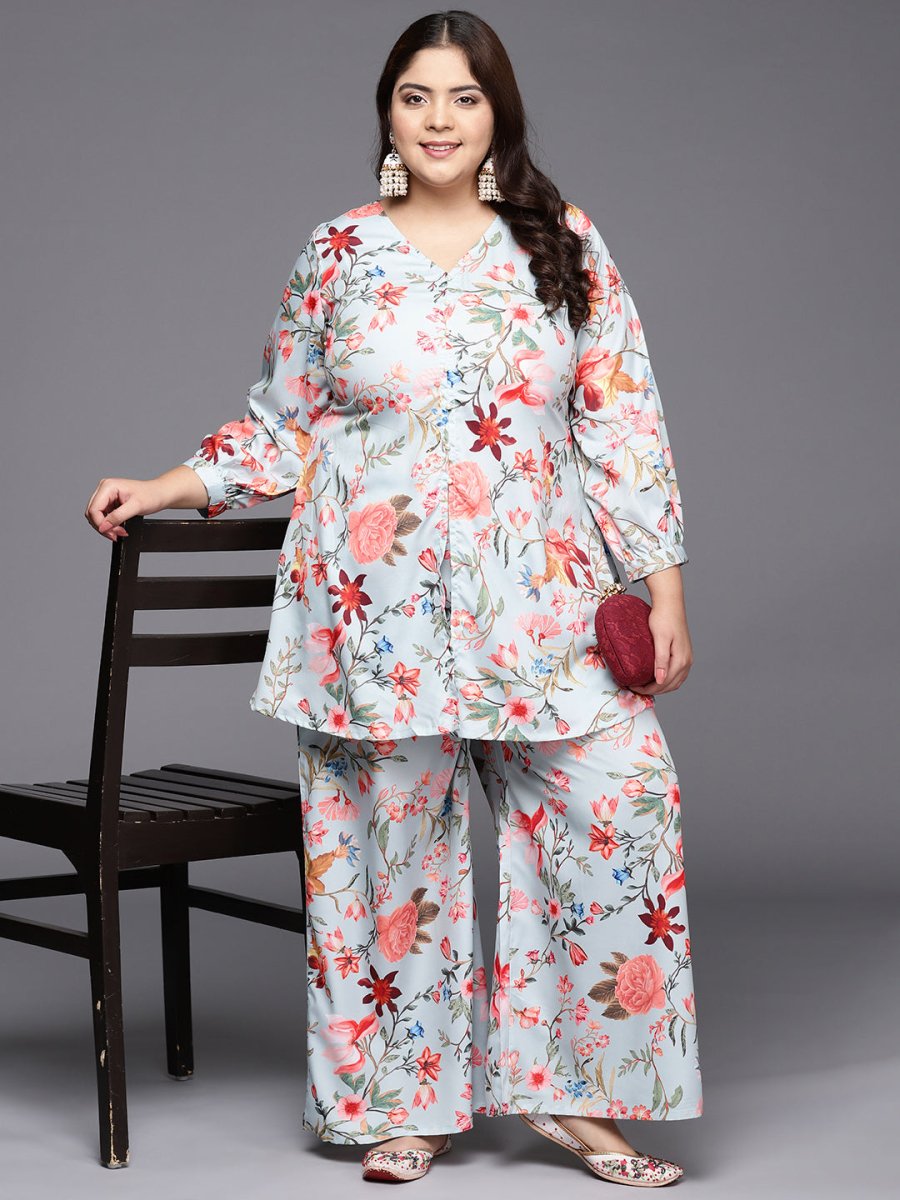 Ahalyaa Women Plus Size Printed Tunic with Palazzos | Swadesiicart