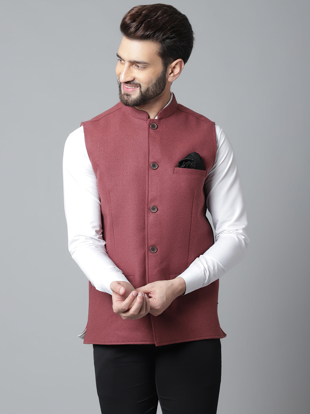 Even Apparels Men's Brown Pure Wool Nehru Jacket | Swadesiicart