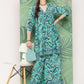 InWeave Women's Turquoise Blue Camelia Printed Ethnic Kurta Set - Swadesiicart