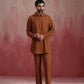 trueBrowns Men's Brown Cotton Shirt Collar Stylized Kurta Co-ord set - Swadesiicart