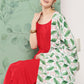 InWeave Women's Red Strappy Set W White Pink Lotus Cr Duptta - Swadesiicart