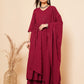InWeave Women's Maroon Chikankari Long Anarkali Kurta Palazzo Set W Dupatta - Swadesiicart
