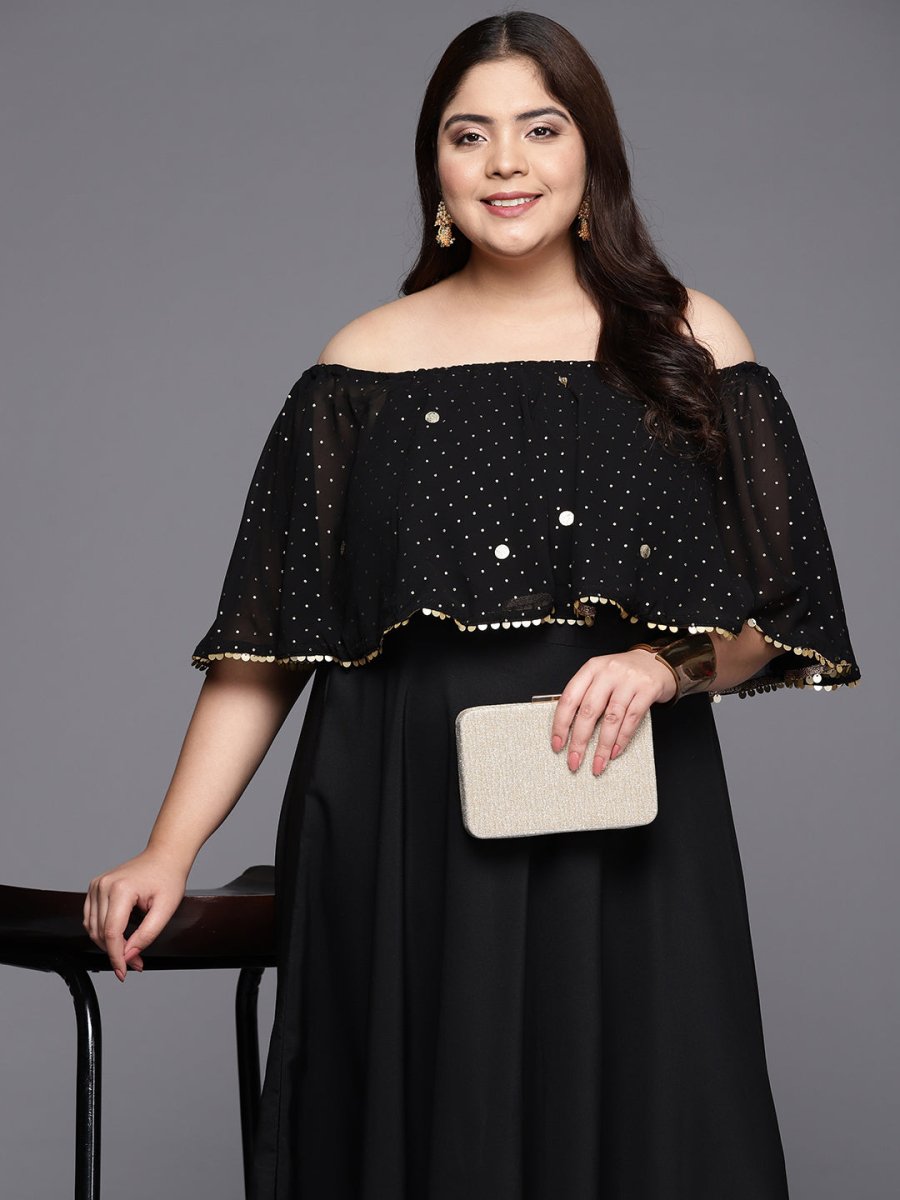 Ahalyaa Plus Size Off-Shoulder Maxi Ethnic Dress | Swadesiicart