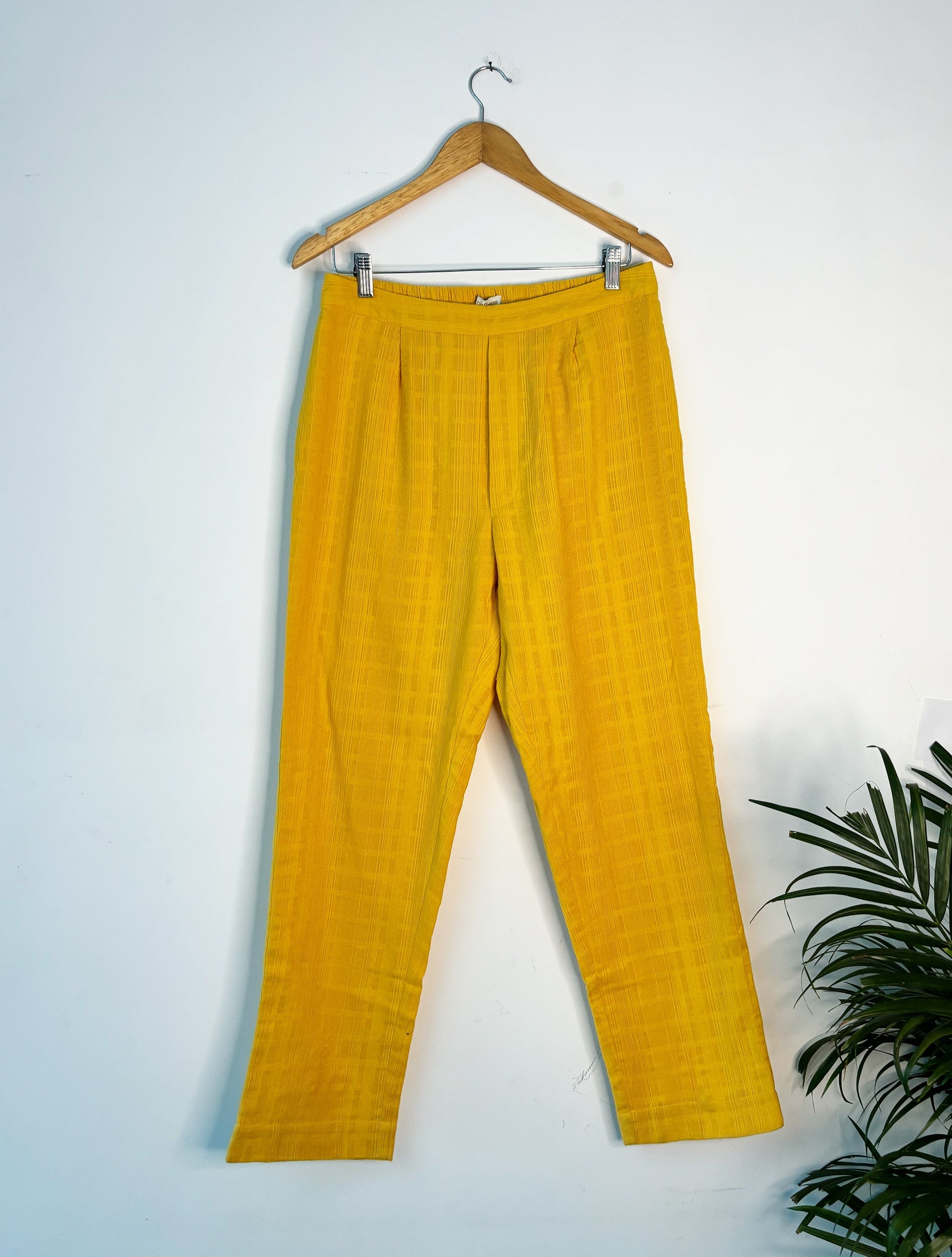 trueBrowns Mustard Gauze Dobby Pant | Swadesiicart