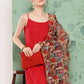 InWeave Women's Red Strappy Set W Camel Brown Or Duptta - Swadesiicart