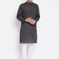 Even Apparels Grey Pure Cotton Kurta With Band Collar | Swadesiicart