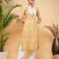 InWeave Women's Lime Pink Print Patch Cotton Straight Kurta Pant Set - Swadesiicart