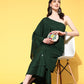 InWeave Women's Green Mirror Work One Shoulder Kurta Set - Swadesiicart