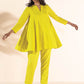 trueBrowns Lime Cotton Dobby Flared Co-ord Set - Swadesiicart