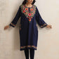 trueBrowns Blue Floral Embroidered Woollen Phiran Kurta | Swadesiicart