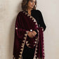 trueBrowns Wine Velvet Gota Patti Stole | Swadesiicart