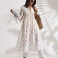 trueBrowns Off-White Cotton Floral Embroidered Flared Kurta Set | Swadesiicart
