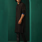 trueBrowns Men's Black Silk Long Kurta | Swadesiicart