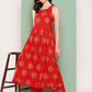 InWeave Women's Rust Mughal Print Raisa Back Detial Long Coords Set - Swadesiicart