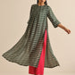 trueBrowns Dark Green Lehariya Printed Silk Kurta Pant Set | Swadesiicart