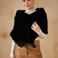 InWeave Women's Black Long Faux Fur Cape - Swadesiicart