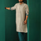 trueBrowns Men's Grey Silk Long Kurta | Swadesiicart
