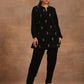 trueBrowns Black Velvet Embroidered Relaxed Co-ord Set - Swadesiicart