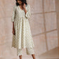 trueBrowns Green Buta On Off White Block Print Cotton Slit Gathered Kurta Set | Swadesiicart