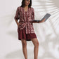 trueBrowns Brown Cotton Print Jacket Top & Short Co-ord Set - Swadesiicart