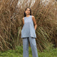 trueBrowns Blue Cotton Sleeveless Co-ord Set - Swadesiicart