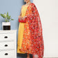 InWeave Women's Cassatta Yellow Cr Strappy Set With Rose Print Dupatta - Swadesiicart