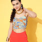 InWeave Women's Blue Orange Paisley Print Bralette Top - Swadesiicart