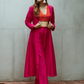 trueBrowns Pink Dupion Silk Overlay Jacket Blouse Pant Set | Swadesiicart