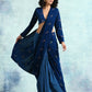 trueBrowns Blue Embroidered Velvet Ready to Wear Saree | Swadesiicart
