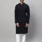 Even Apparels Black Pure Cotton Kurta With Band Collar | Swadesiicart