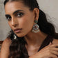 trueBrowns Silver Gold Tone Circular Stone Earrings - Swadesiicart