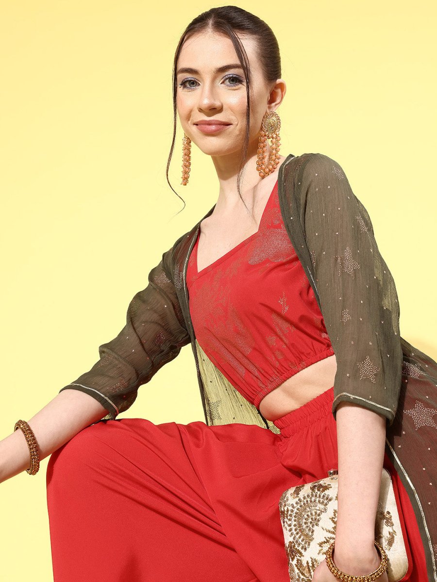 Ahalyaa Printed Co-Ords With Shrug - Swadesiicart